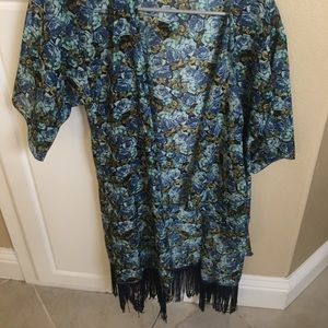 Lula Roe Blue Floral Kimono